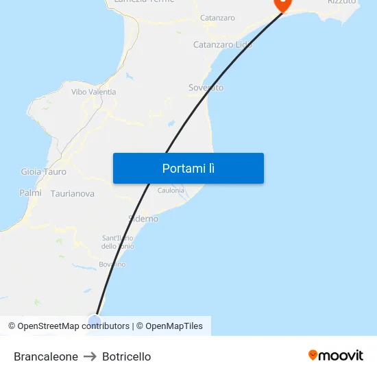 Brancaleone to Botricello map