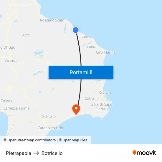 Pietrapaola to Botricello map