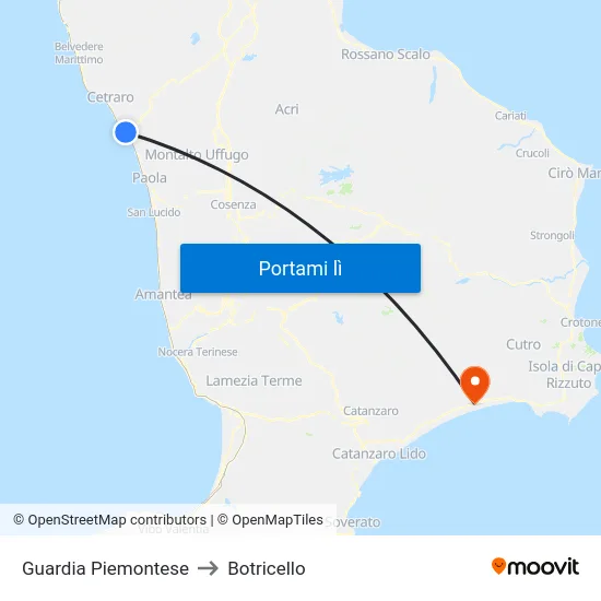 Guardia Piemontese to Botricello map