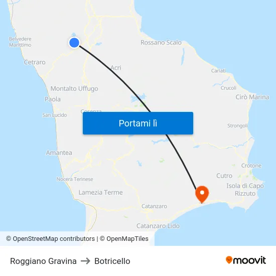 Roggiano Gravina to Botricello map