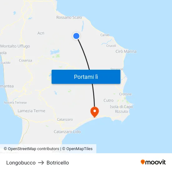 Longobucco to Botricello map