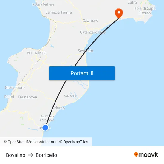Bovalino to Botricello map