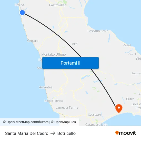 Santa Maria Del Cedro to Botricello map