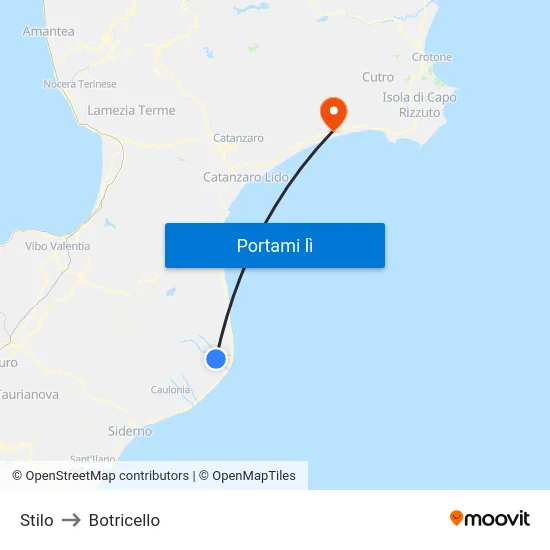 Stilo to Botricello map