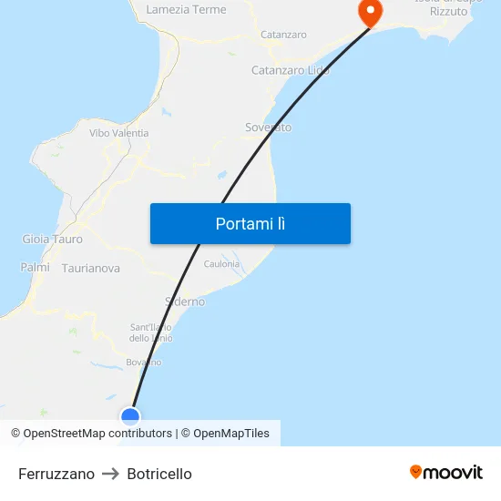 Ferruzzano to Botricello map