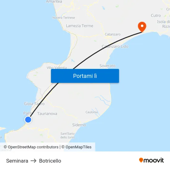 Seminara to Botricello map