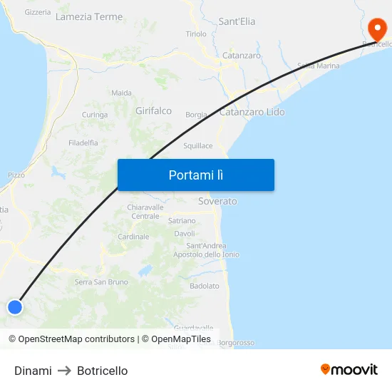 Dinami to Botricello map