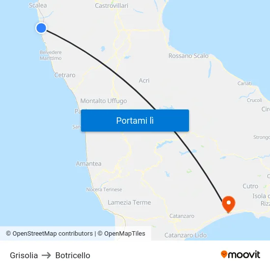 Grisolia to Botricello map