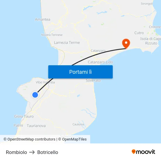Rombiolo to Botricello map