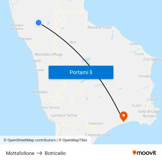 Mottafollone to Botricello map