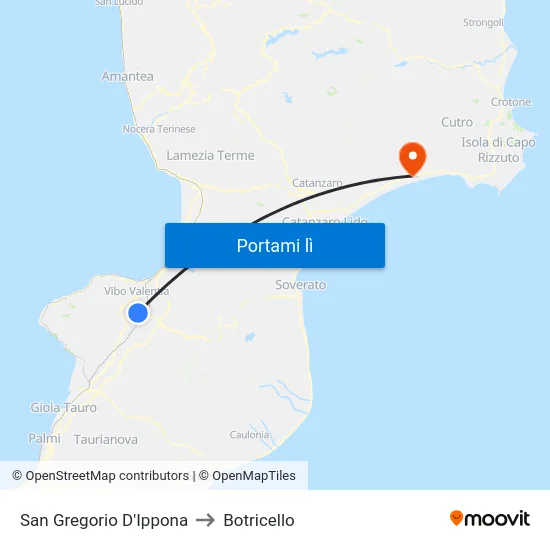 San Gregorio D'Ippona to Botricello map