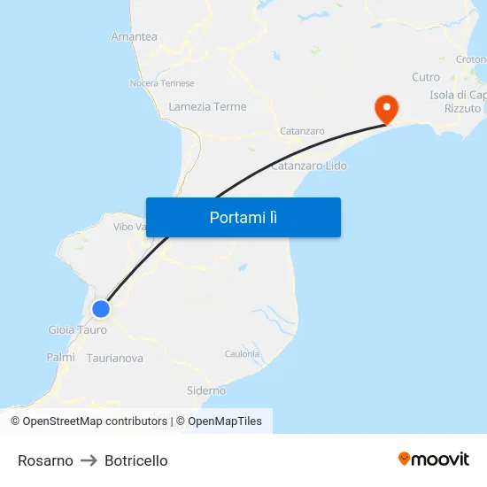 Rosarno to Botricello map