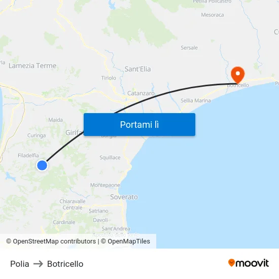 Polia to Botricello map