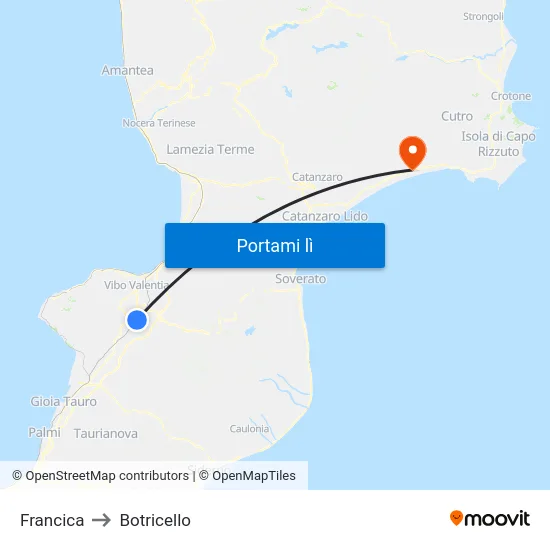 Francica to Botricello map