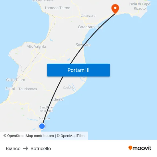 Bianco to Botricello map