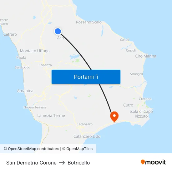 San Demetrio Corone to Botricello map