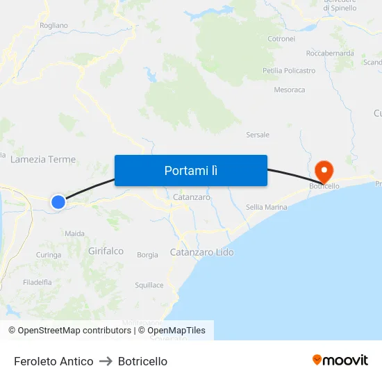 Feroleto Antico to Botricello map