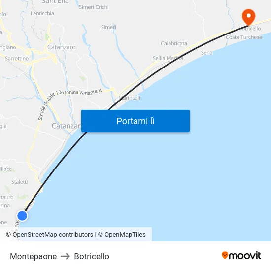 Montepaone to Botricello map