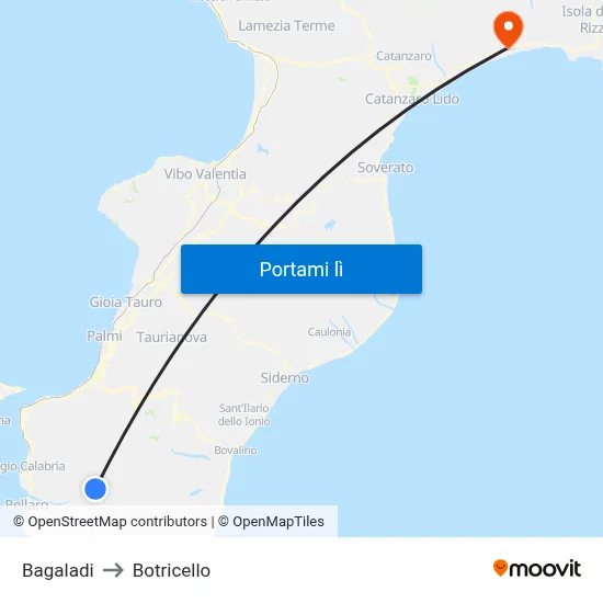 Bagaladi to Botricello map