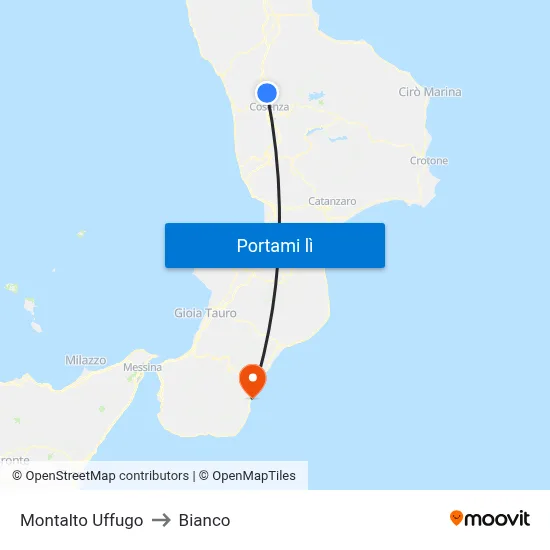 Montalto Uffugo to Bianco map