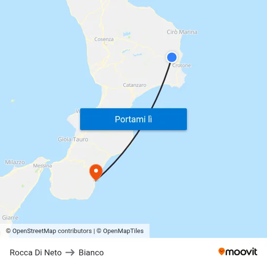 Rocca Di Neto to Bianco map