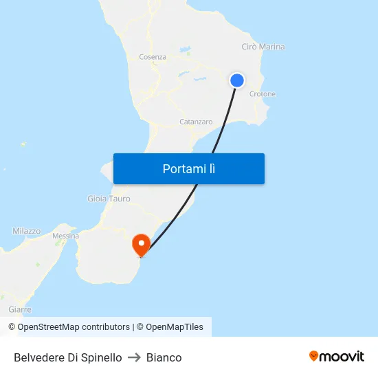 Belvedere Di Spinello to Bianco map