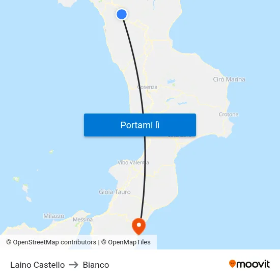 Laino Castello to Bianco map