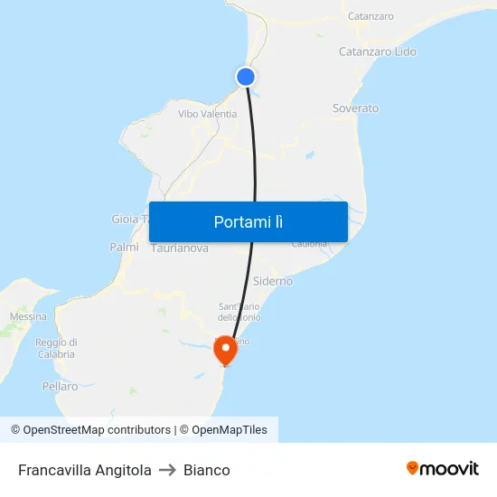 Francavilla Angitola to Bianco map