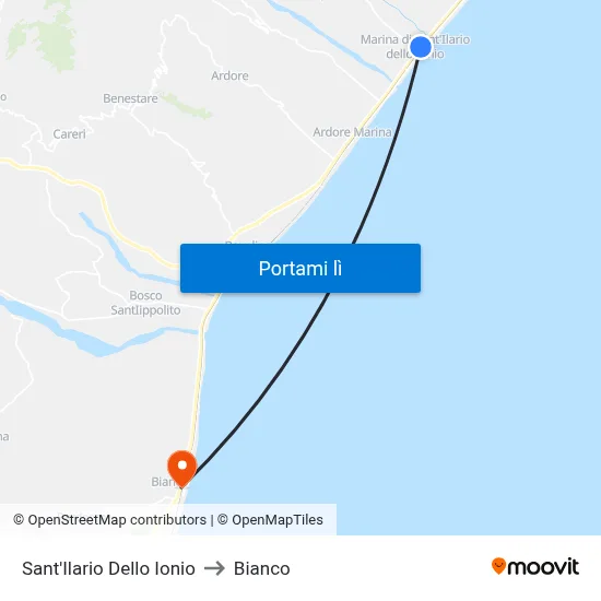Sant'Ilario Dello Ionio to Bianco map