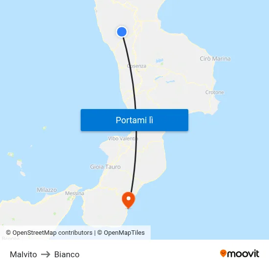 Malvito to Bianco map