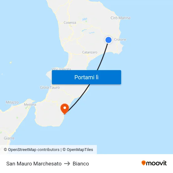 San Mauro Marchesato to Bianco map