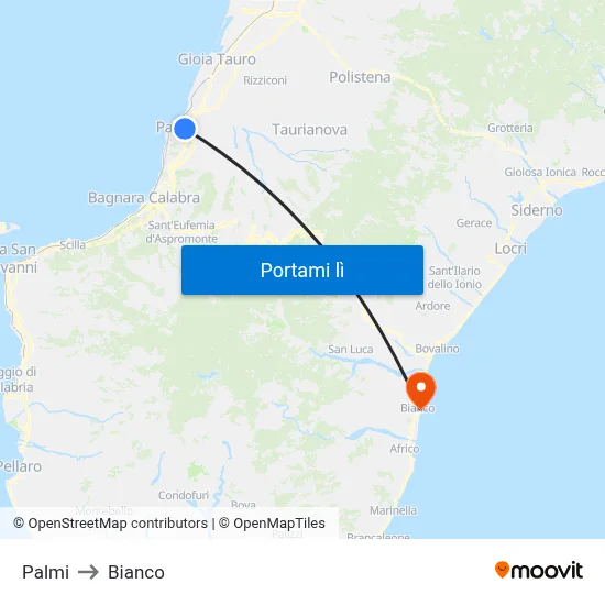 Palmi to Bianco map