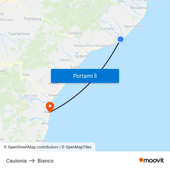 Caulonia to Bianco map