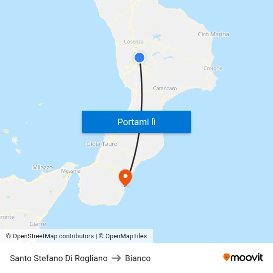 Santo Stefano Di Rogliano to Bianco map