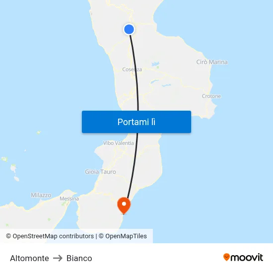 Altomonte to Bianco map