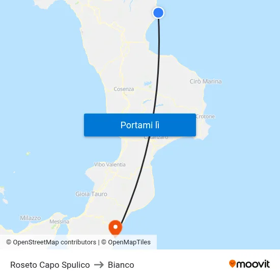 Roseto Capo Spulico to Bianco map