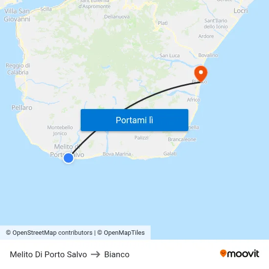 Melito Di Porto Salvo to Bianco map