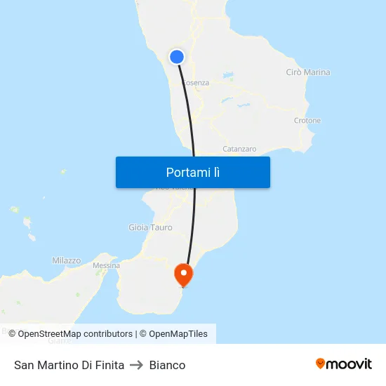 San Martino Di Finita to Bianco map