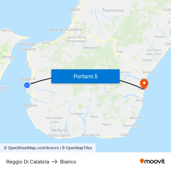 Reggio Di Calabria to Bianco map