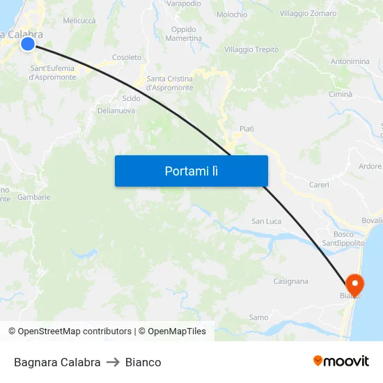 Bagnara Calabra to Bianco map