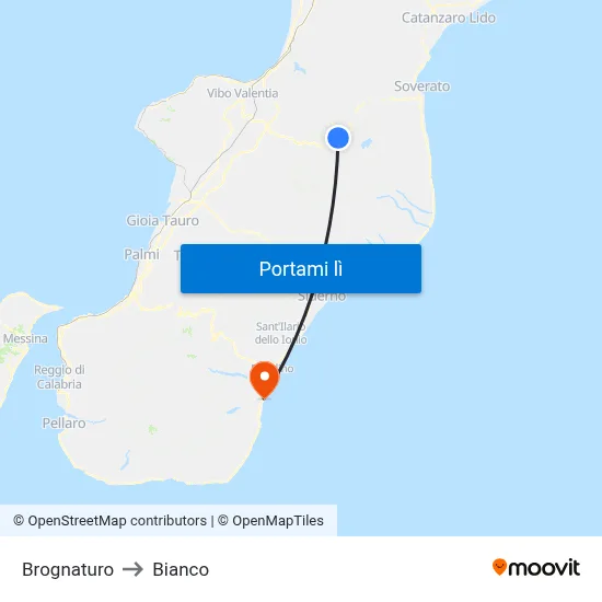Brognaturo to Bianco map