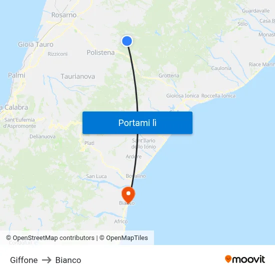 Giffone to Bianco map