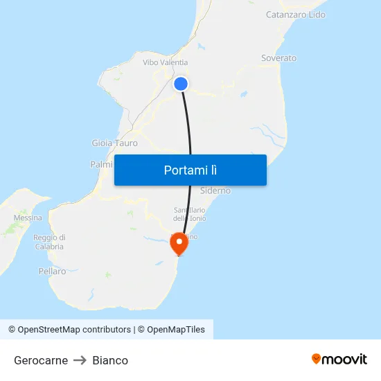 Gerocarne to Bianco map