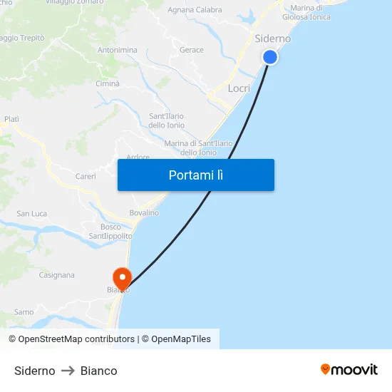 Siderno to Bianco map