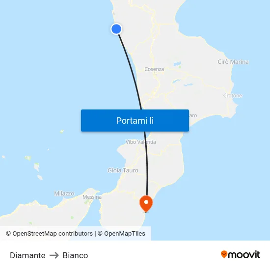 Diamante to Bianco map