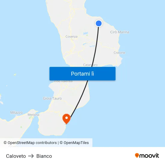 Caloveto to Bianco map