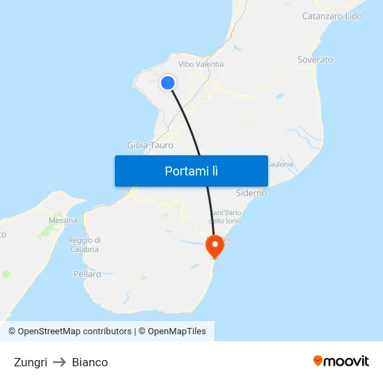 Zungri to Bianco map