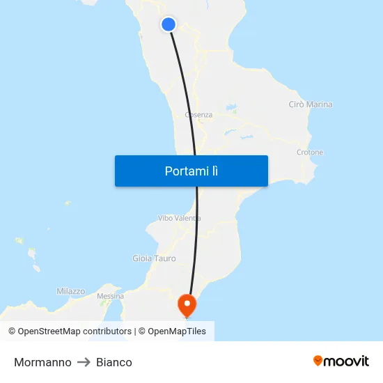 Mormanno to Bianco map
