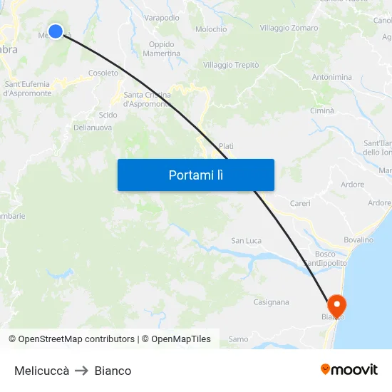 Melicuccà to Bianco map