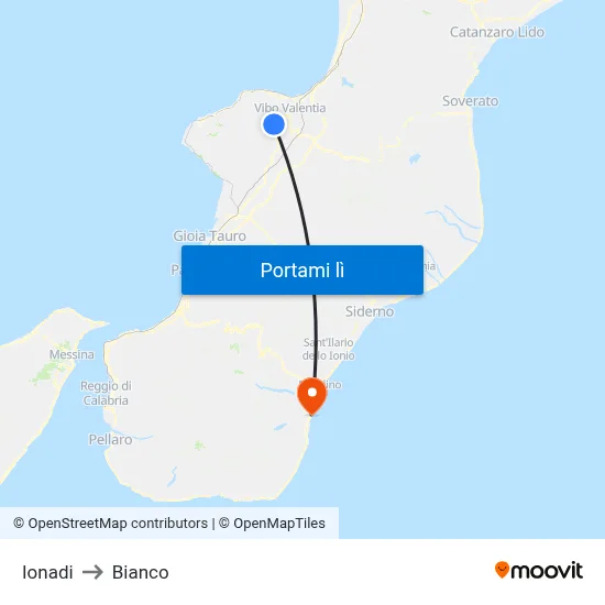 Ionadi to Bianco map